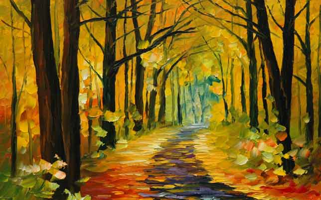 Bosques en otoño es un tema muy utilizado por los pintores impresionistas actuales.